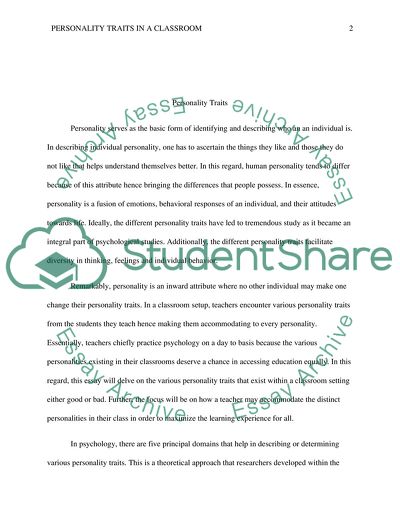 Personality Traits in a Classroom