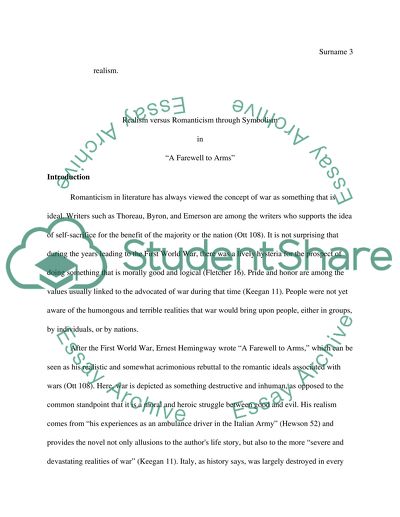 Realism versus Romanticism through Symbolism in A Farewell To Arms