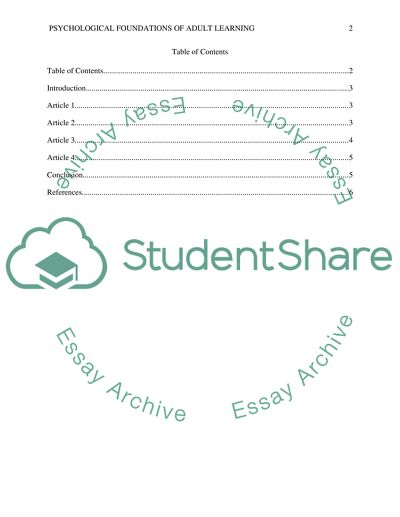 A topic within the subject of Psychological Foundations of the Adult Learner