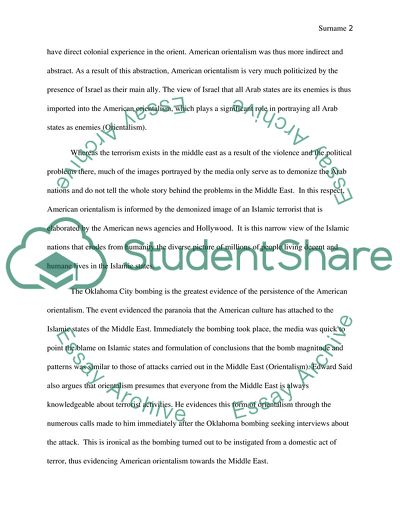 Orientalism in America and Terrorism