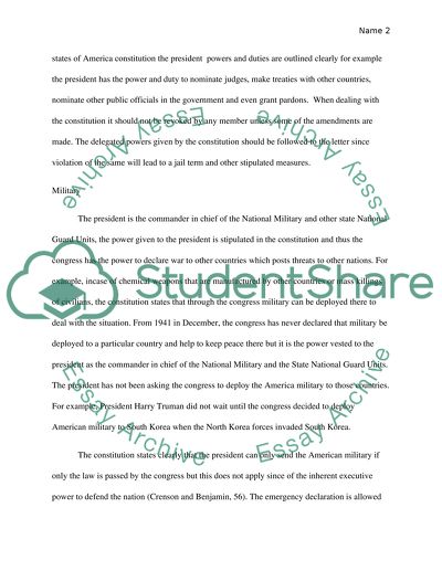 The Presidency and the Constitution