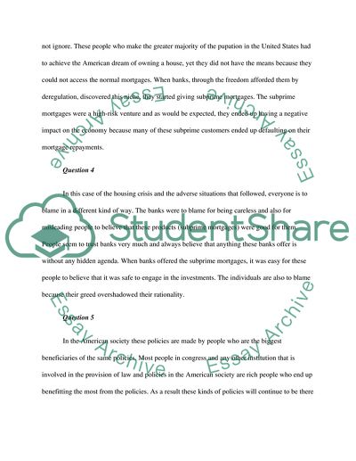 Housing Crisis in the USA