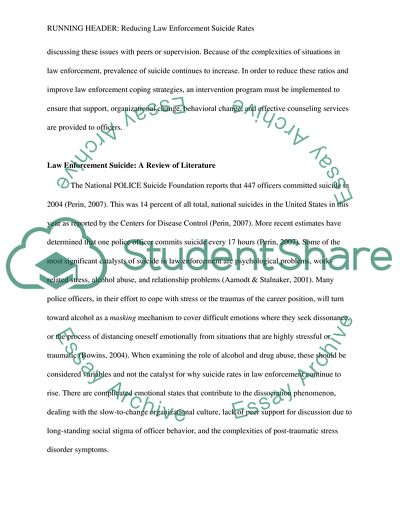 Reducing Law Enforcement Suicide Rates: An Intervention Program for Improvement