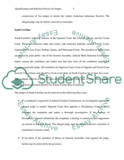 Qualifications and selection process for judges
