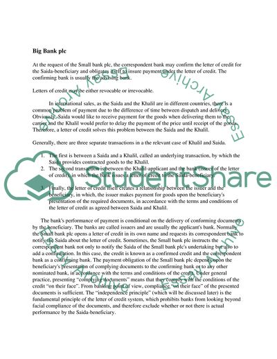 Small Bank Plc: Rights and Responsibilities