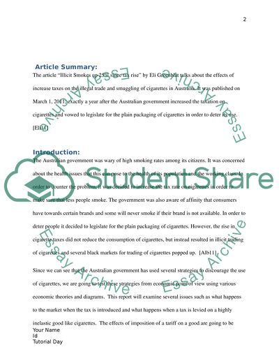 Illicit Smokes Up 25% Since Tax Rise Article Analysis