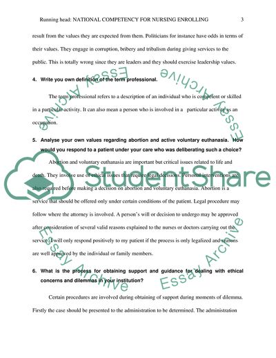 National Competency for Nursing Enrolling