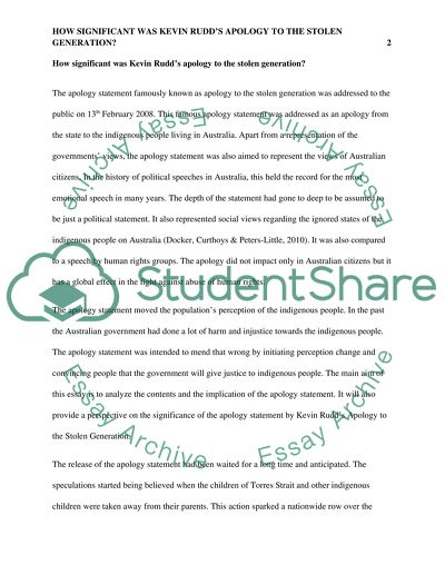 Example Proposal Essay How Significant Was Kevin Rudds Apology To The Stolen Generations Thesis Statement Essays also Good Synthesis Essay Topics How Significant Was Kevin Rudds Apology To The Stolen Generations Example Thesis Statements For Essays