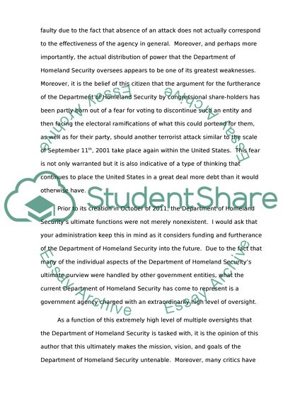 Dissolution of the Department of Homeland Security