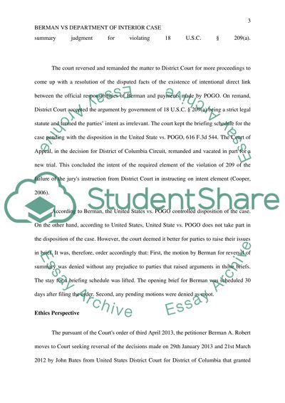 Berman vs Department of Interior Case