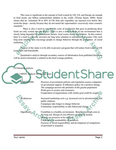 Reduction of Food Wastages in Restaurants in the UK