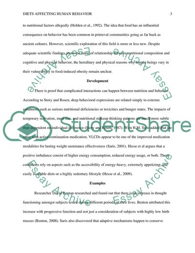 Diets Affecting Human Behavior