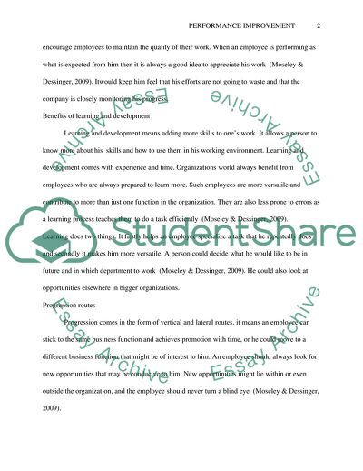 Performance Improvement and Learning Plan