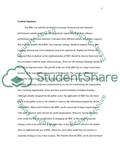 Critical Review of The Balanced Scorecard -Measures That Drive Perfornnance