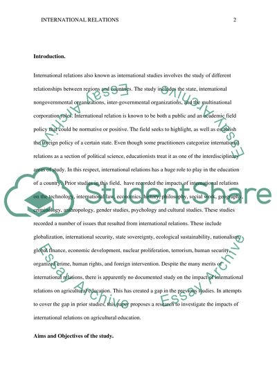 Impact of International Relations on Agricultural Education