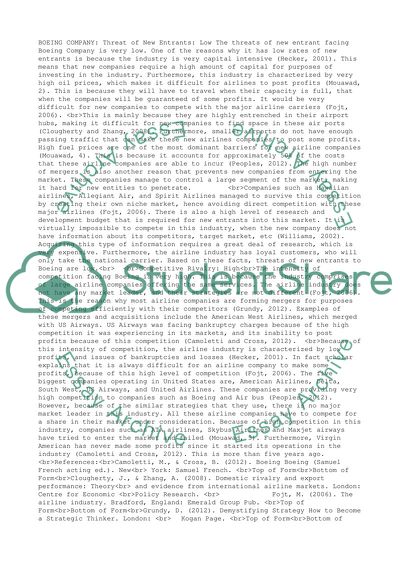 Boeing Porter's Five Forces Industry analysis