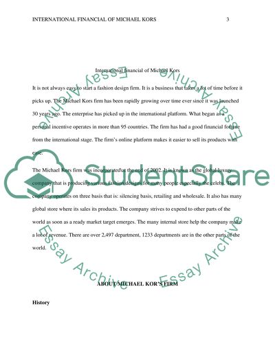 International Financial Analysis of Michael Kors