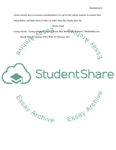 College Students and Eating