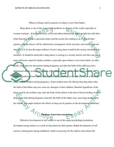 Effects of Drugs Used by Parents on Infants or New Born Babies