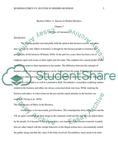 Business Ethics vs. Success in Modern Business Paper 2