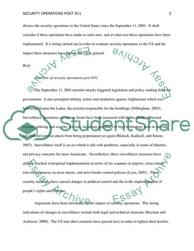 Security Operations in the United States since September 11, 2001