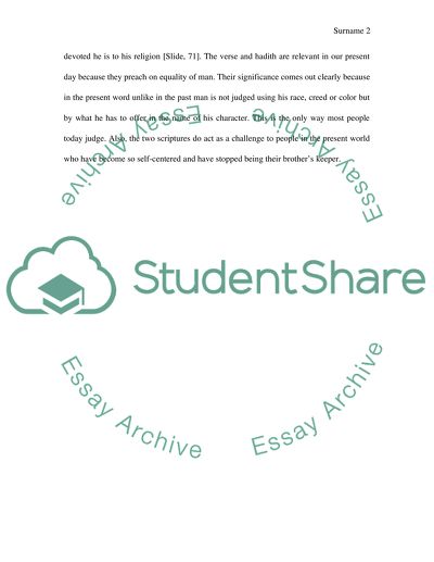 Emphasis on Human Brotherhood