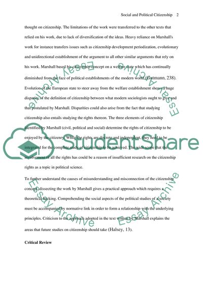 Michael Listers Citizenship and Social Class