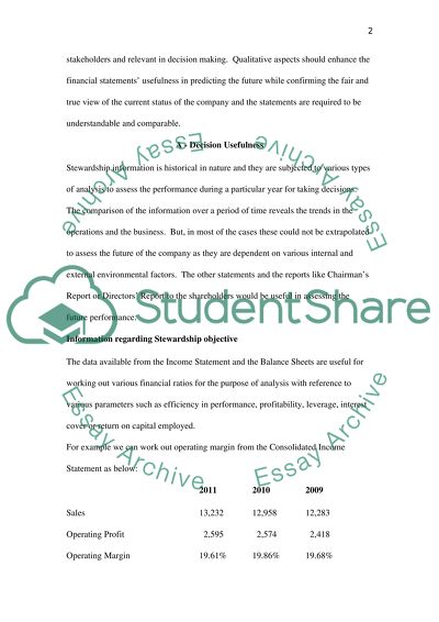 The Usefulness of Financial Information in Diageos Annual Report