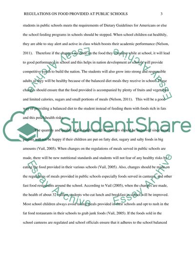 Regulations on Food Provided At Public Schools