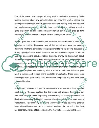 Opion as a Company Dealing with Buzzes Scores of the Stock Indices