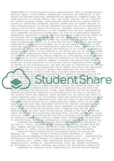 Corporate Social Responsibility of Companies