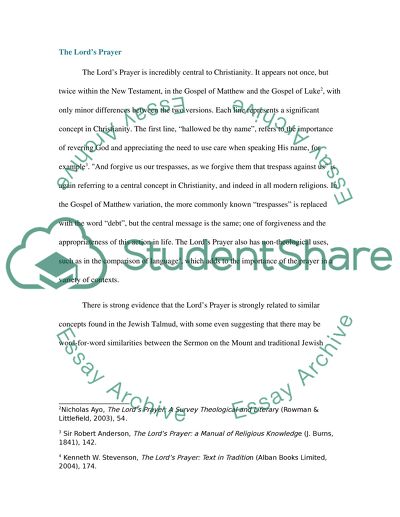 The Relevance of the Lords Prayer to Modern America