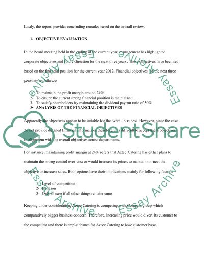 Financials Projections and Investment Decisions - Aztec Catering