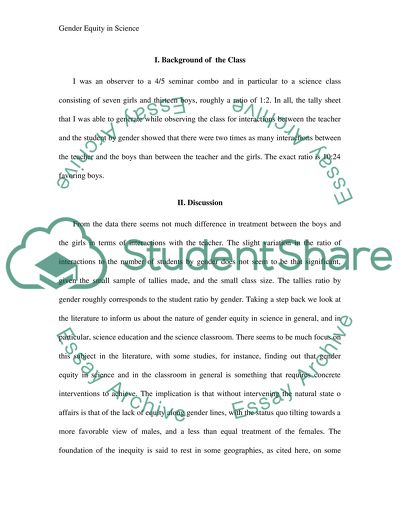 Gender equity in science