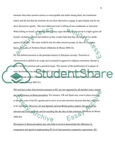 The Fight Against International Terrorism in EU