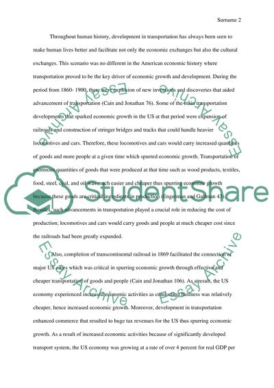 Why Transportation and Expansionist Developments Spark the Economic Growth during the Period From 1860-1900 in the US