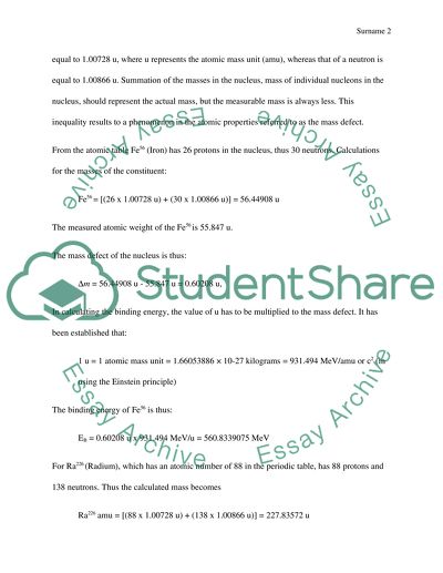 Binding Energy Calculations