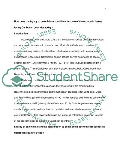 The Legacy of Colonialism and the Economic Issues Facing Caribbean Countries Today