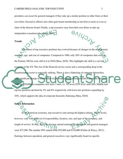 Career Field Analysis: Top Executive