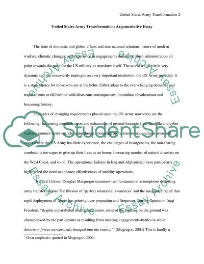 The United States Army Transformation