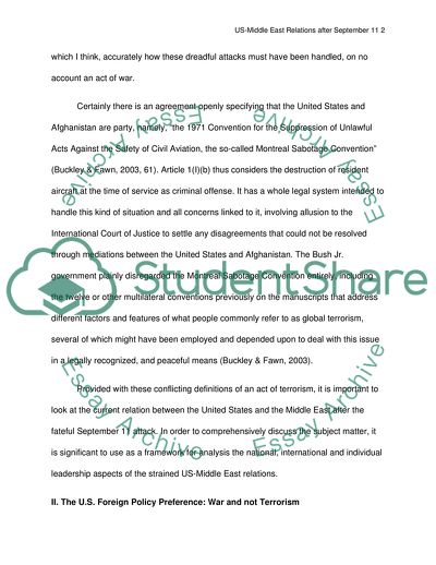 US-Middle East Relations after September 11