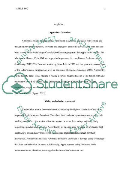 Vision and Mission Statement of Apple Inc