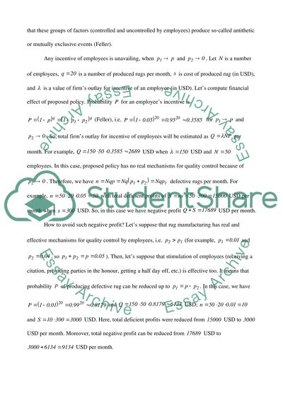 Effect of Reducing the Production Defective Rugs