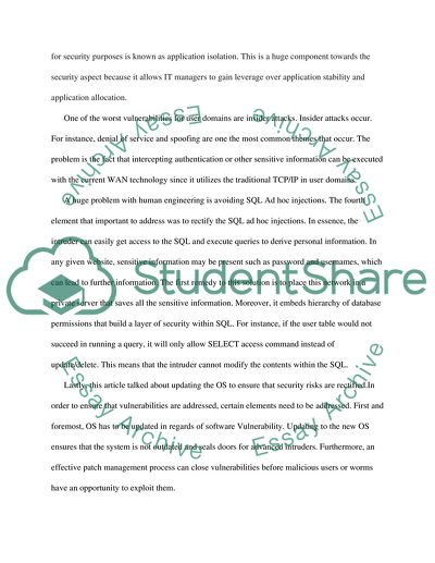Attack Prevention Article Evaluation