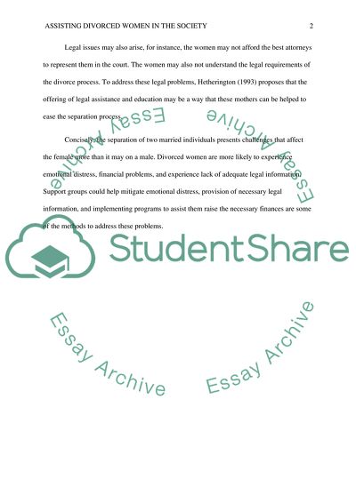 Assisting Divorced Women in Society