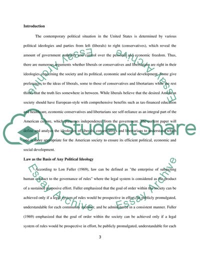 The Three Main Ideologies of Liberalism and Conservatism and Libertarianism