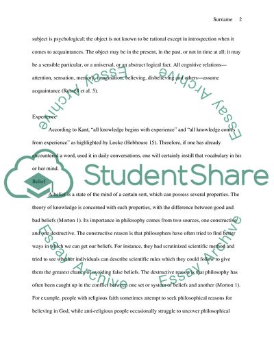 The Premise and Philosophy of Knowledge Focusing on Vocabulary