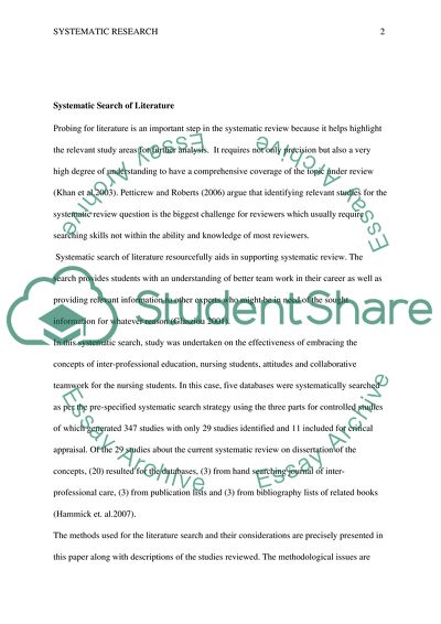 Systematic Search of Literature