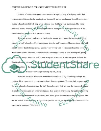 Scheduling Models for an Inpatient Unit