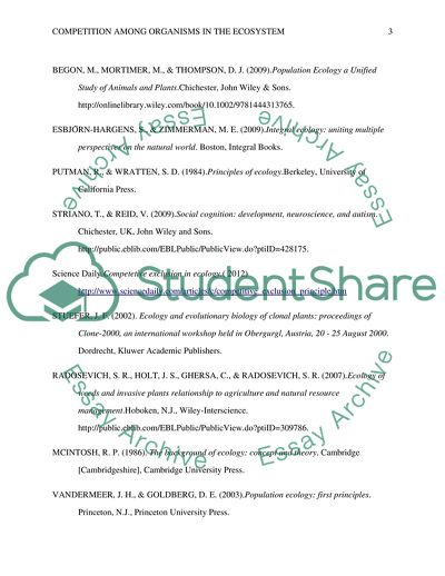 Competition Among Organisms in the Ecosystem